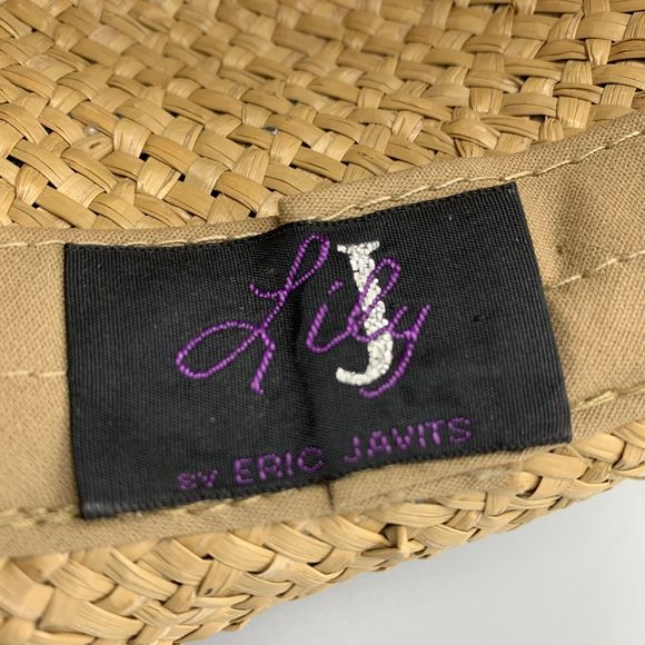 Eric Javits Lily J Woven Straw Hat Sun Beach Round Kettle Brim Trim Plaid Band main image 7